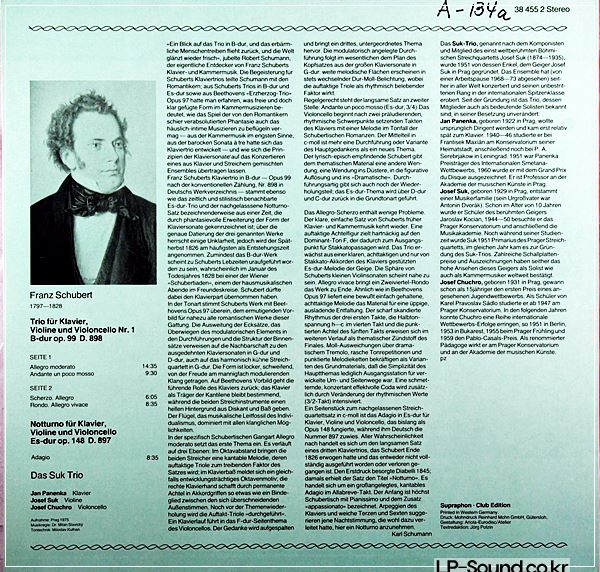 SCHUBERT PIANO TRIO NO.1 SUK TRIO EURODISC SUPRAPHON