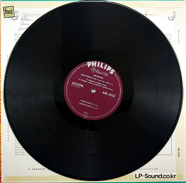 BEETHOVEN CELLO SONTAS NOS.3 & 4 - CASALS SERKIN PHILIPS ABL 3223