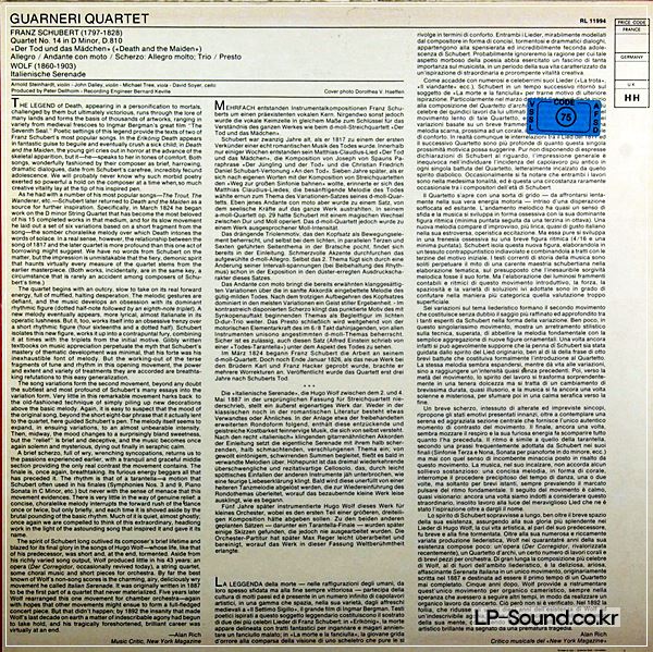 SCHUBERT* / WOLF* – QUARTET NO. 14 IN D MINOR, D.810 / ITALIAN SERENADE
