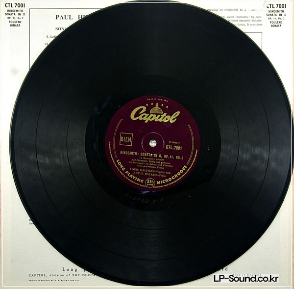 LOUIS KAUFMAN-ARTUR BALSAM/HINDEMITH SONATA/78S/CAPITOL EBL 8066