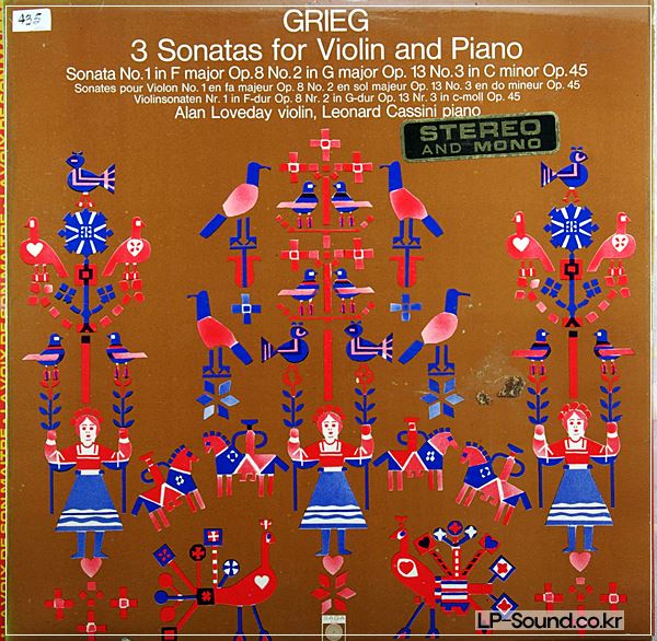 GRIEG*, ALAN LOVEDAY, LEONARD CASSINI – 3 SONATAS FOR VIOLIN AND PIANO