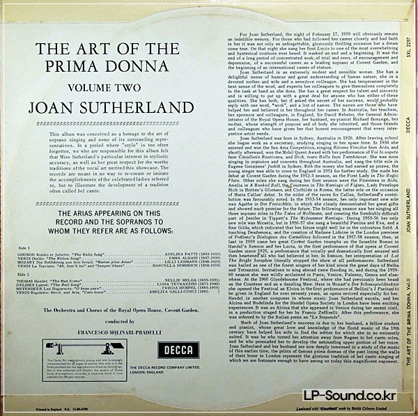 ART OF THE PRIMA DONNA VOL1 AND VOL 2 JOAN SUTHERLAND DECCA SXL 2256-7