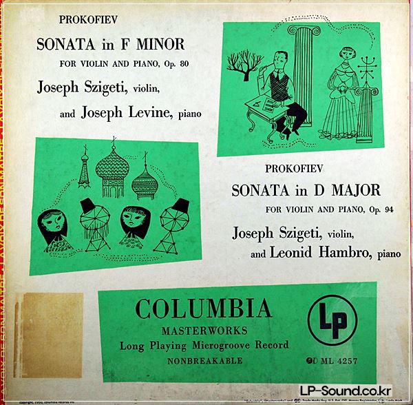 PROKOFIEV: SONATAS IN ....JOSEPH SZIGETI....COLUMBIA ML 4257