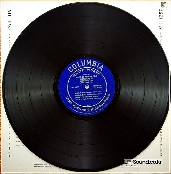 PROKOFIEV: SONATAS IN ....JOSEPH SZIGETI....COLUMBIA ML 4257
