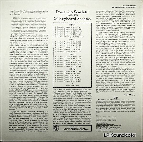 DOMENICO SCARLATTI M- MARIA TIPO PIANO 2 LPS MHS 824683F