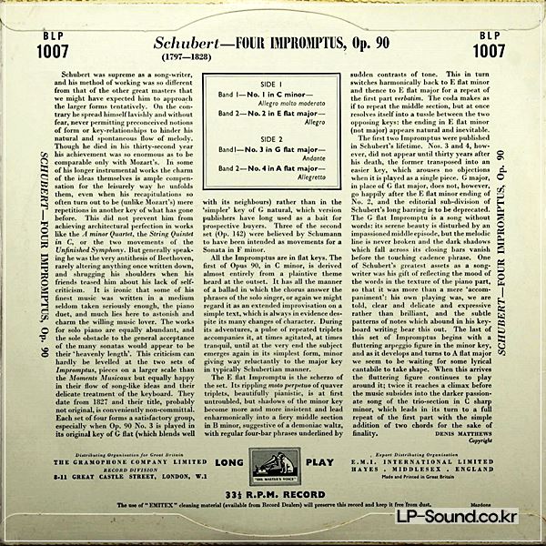 SCHUBERT 4 IMPROMPTUS OP.90 SCHNABEL BLP-1007