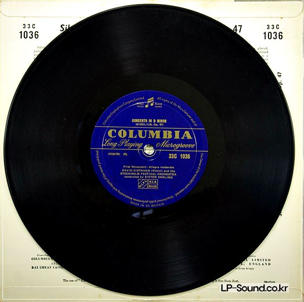 SIBELIUS: VIOLIN CONCERTO - DAVID OISTRAKH **COLUMBIA 33C 1036