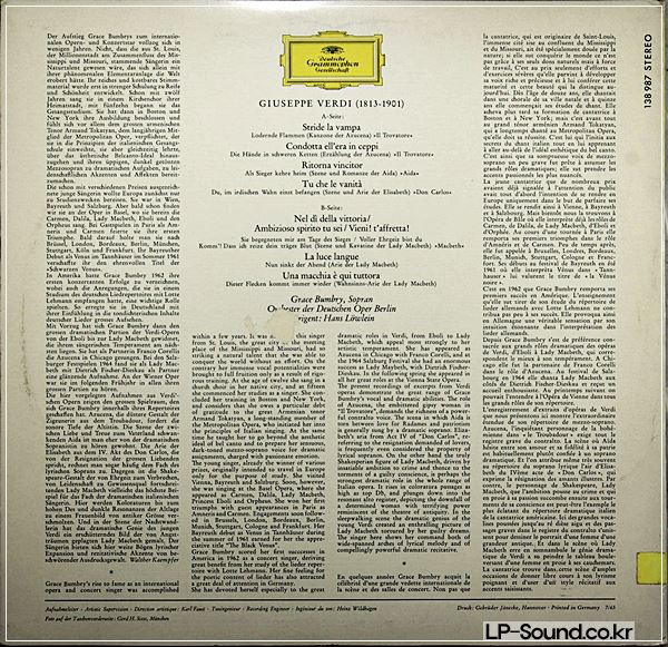 VERDI: ARIAS GRACE BUMBRY DGG 138 987
