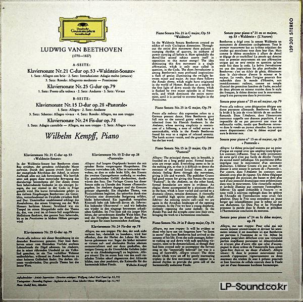 BEETHOVEN: KLAVIERSONATEN NR.15.25.15.24 - KEMPFF SLPM 139 301