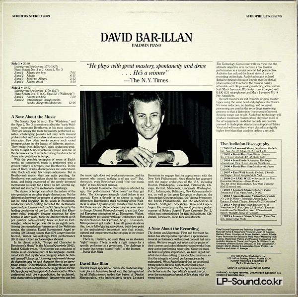 DAVID BAR-ILLAN – LUDWIG VAN BEETHOVEN	 AUDIOFON (3) – 2009