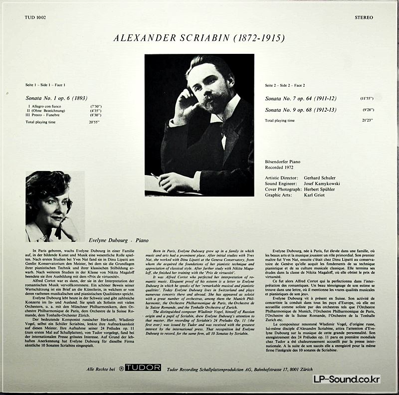 SCRIABIN PIANO SONATAS 3, 4 & 10 EVELYNE DUBOURG TUDOR TUD-1004