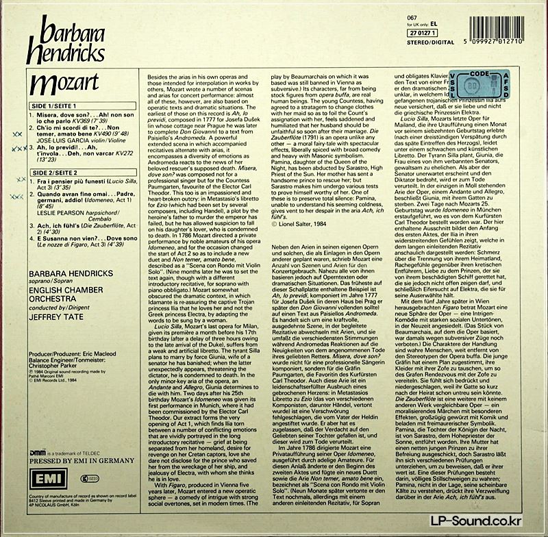 BARBARA HENDRICKS, JEFFREY TATE - MOZART : CONCERT ARIAS