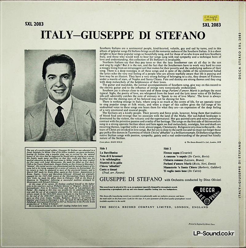 GIUSEPPE DI STEFANO”ITALY”DECCA SXL 2083