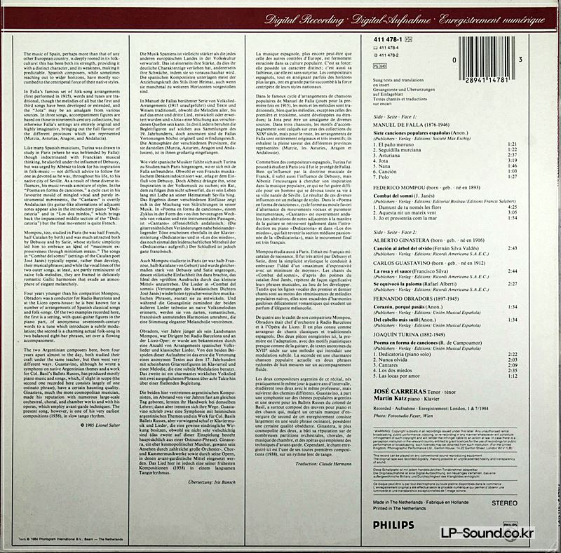 JOS  CARRERAS    CANCIONES ESPA OLAS RECITAL 411 478-1