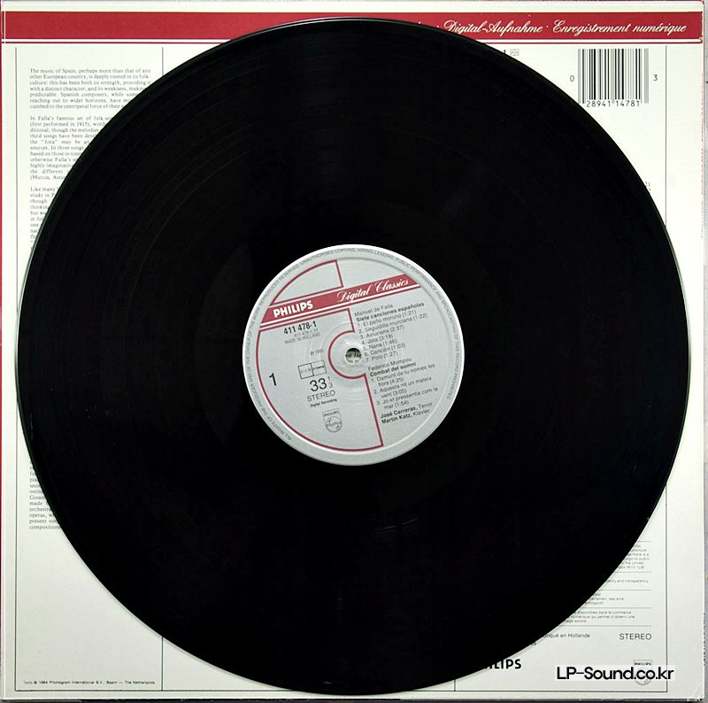 JOS  CARRERAS    CANCIONES ESPA OLAS RECITAL 411 478-1