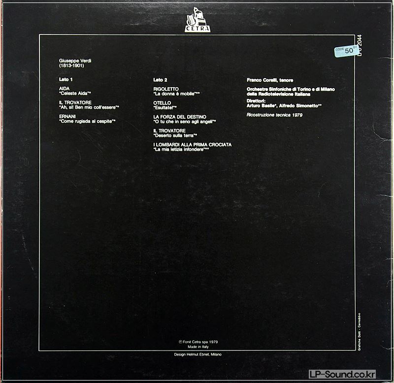 FRANCO CORELLI LP~1981~CETRA~ARTUO BASILE, CONDUCTOR