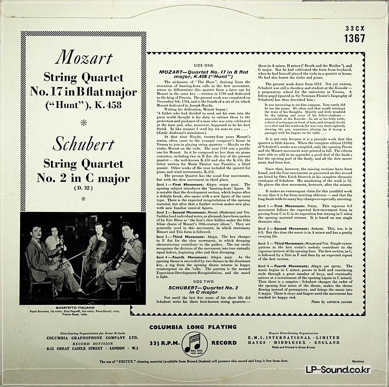 MOZART/SCHUBERT QUARTETTO ITALIANO 3CX 1367 UK