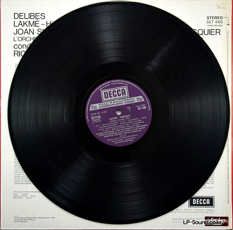 DELIBES*, JOAN SUTHERLAND, RICHARD BONYNGE – LAKME  - HIGHLIGHTS SET 488