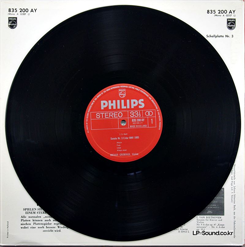BACH NO.3 SONATEN UND PARTITEN FÜR VIOLINE   PHILIPS 835 200AY