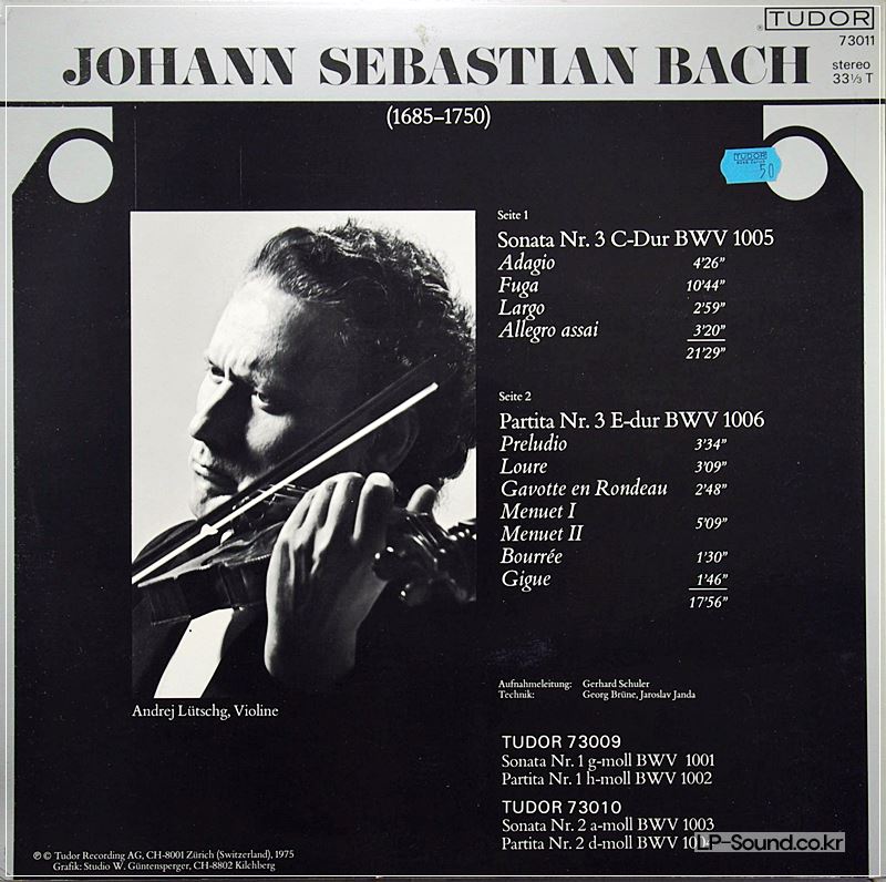 REC 3 : SONAT NR. 3 IN C MAJOR BWV 1005 PARTITA NR. 3 IN E MAJOR BWV 1006
