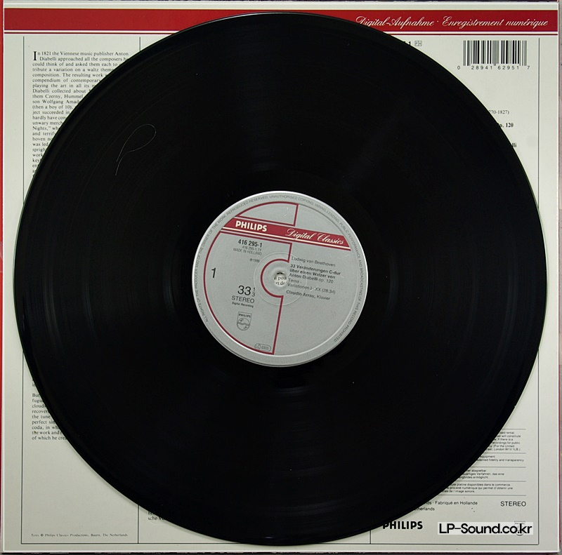BEETHOVEN DIABELLI VARIATIONS ARRAU SOLO PIANO PHILIPS 416 295-1