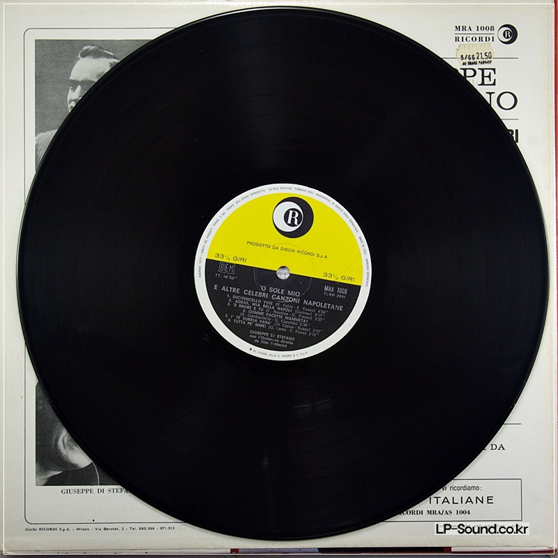 GIUSEPPE DI STEFANO ‎– 'O SOLE MIO E ALTRE CELEBRI CANZONI CANZONI