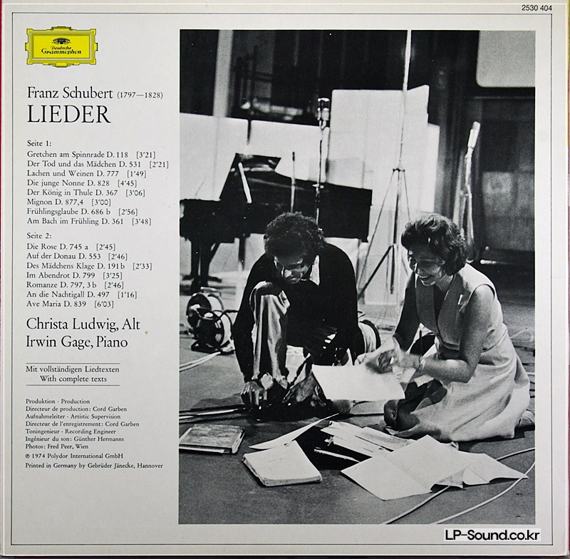 CHRISTA LUDWIG SCHUBERT LIEDER LP DG 2530 528