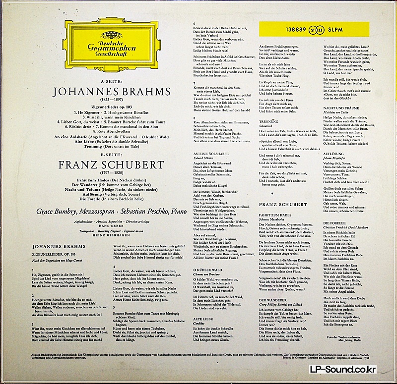 GRACE BUMBRY, SONGS BY BRAHMS AND SCHUBERT, DG  TULIP 138 889