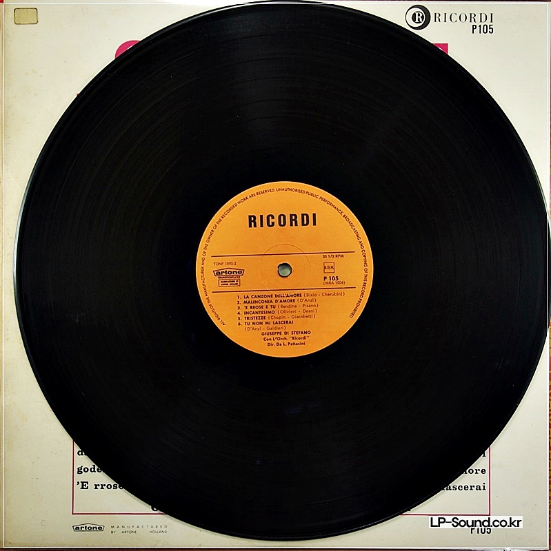 GIUSEPPE DI STEFANO – CANZONI ITALIANE RICORDI – PRI 105