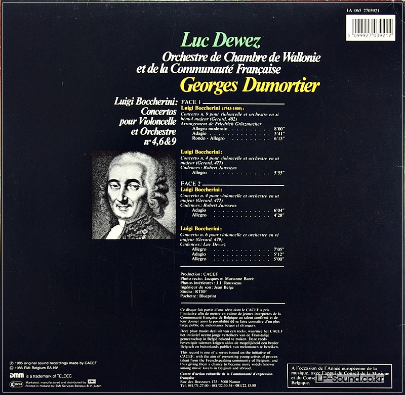 BOCCHERINI CELLO CONCERTOS  DEWEZ ORCH WALLONIE DUMORTIER