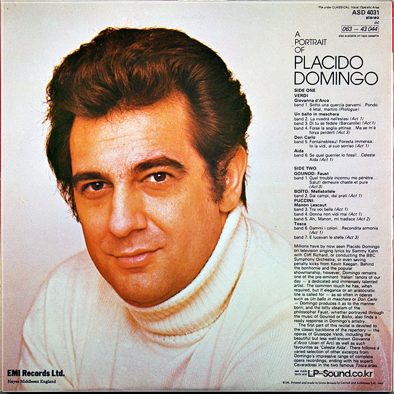 PLACIDO DOMINGO - A PORTRAIT OF PLACIDO DOMINGO - VINYL RECORD – T759A