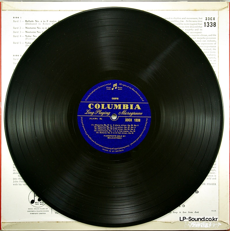 CHOPIN RECITAL  MALCUZYNSKI  COLUMBIA 33CX 1338