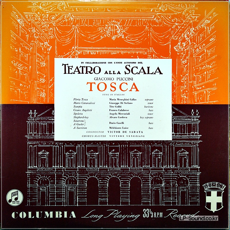 PUCCINI TOSCA  CALLAS  DE SABATA UK COLUMBIA 2XLP NM 33CX 1094-95