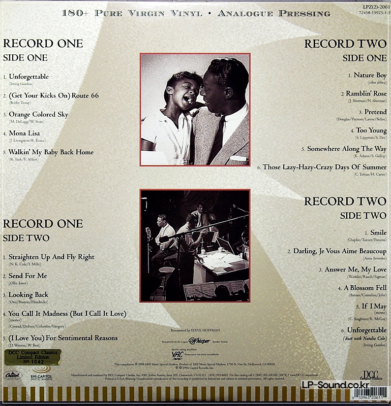 NAT KING COLE GREATEST HITS DCC AUDIOPHILE 2 LP