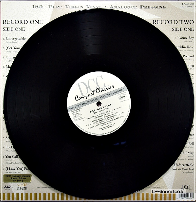 NAT KING COLE GREATEST HITS DCC AUDIOPHILE 2 LP