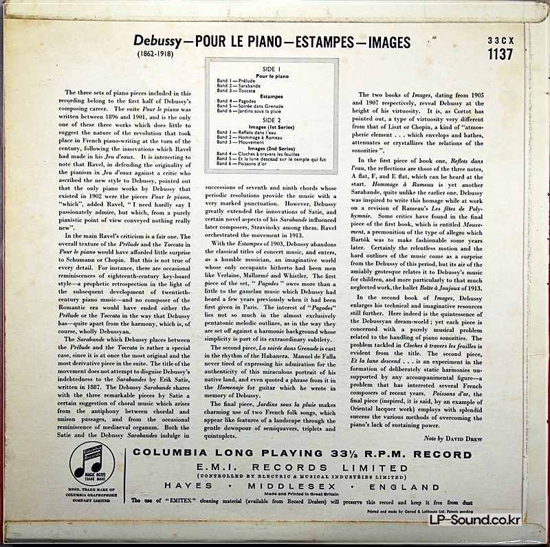 DEBUSSY POUR LE PIANO / ESTAMPES / IMAGES / WALTER GIESEKING