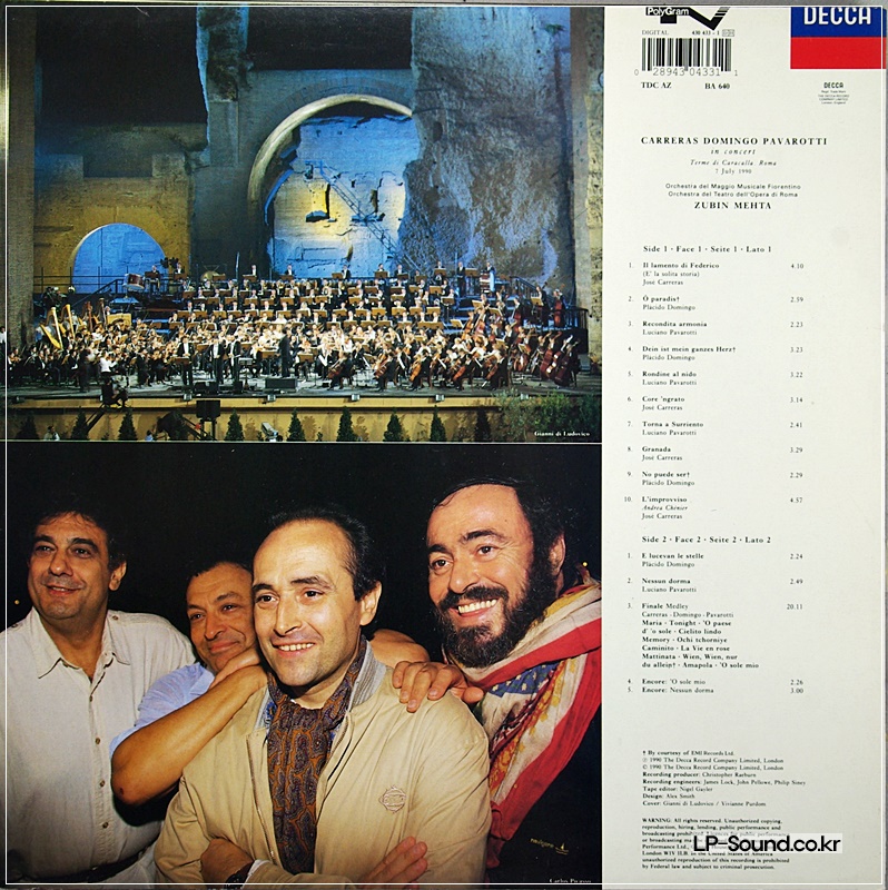 CARRERAS DOMINGO PAVAROTTI IN CONCERT MEHTA 3 CONCERT
