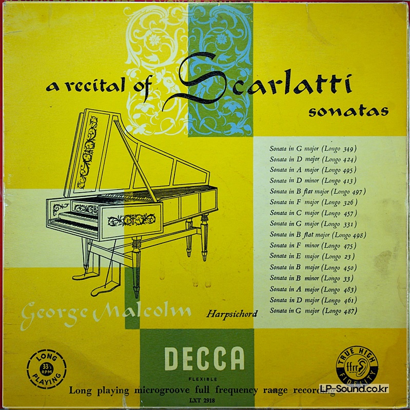 GEORGE MALCOLM, DOMENICO SCARLATTI RECITAL OF SCARLATTI SONATAS