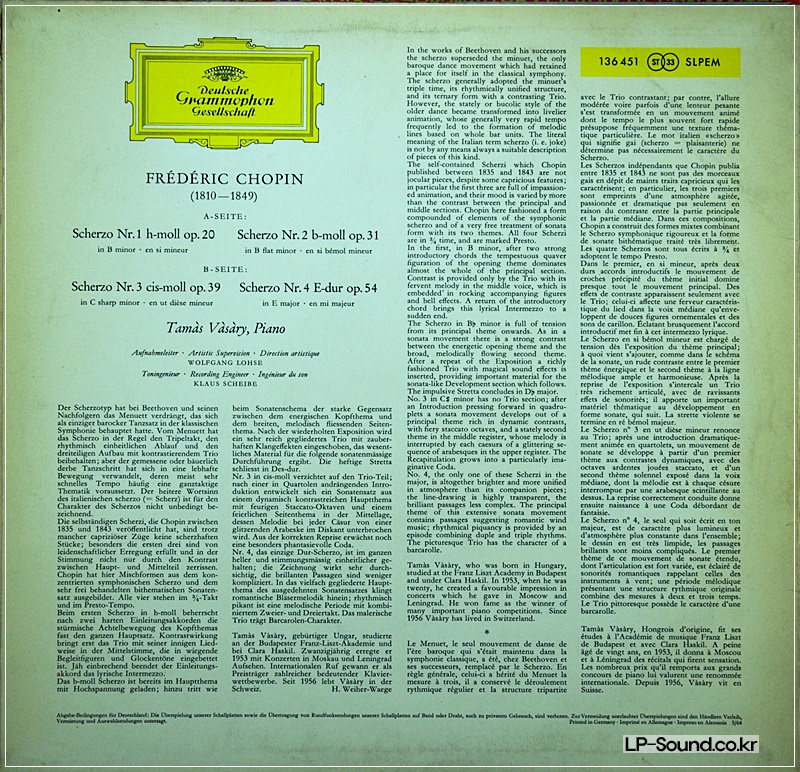 CHOPIN 4 SCHERZOS TAMAS VASARY  SLPEM 136 451 RED