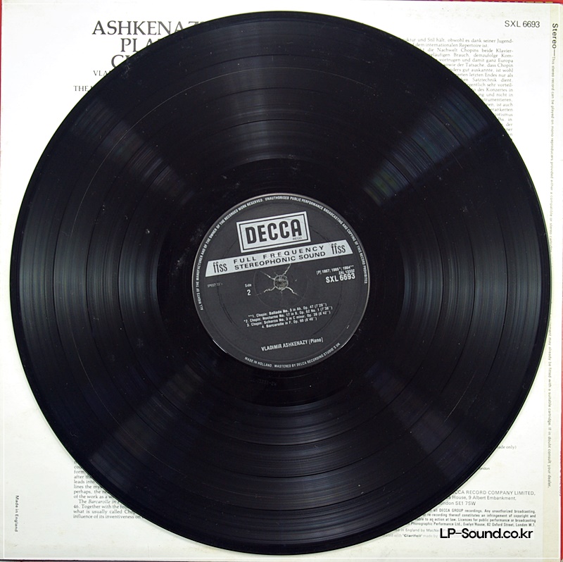 VLADIMIR ASHKENAZY & ZINMAN CHOPIN ORIG DECCA NB SXL 6693