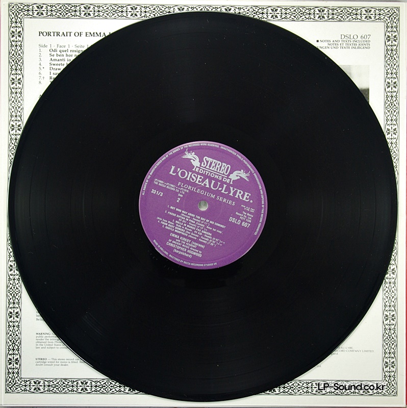 EMMA KIRBY: PORTRAIT OF EMMA KIRKBY LP NM W/ INSERT, L'OISEAU-LYRE DSLO 607