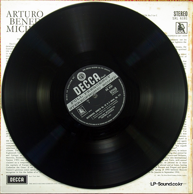 ARTURO BENEDETTI MICHELANGELI PIANO DECCA WBG SXL 6181