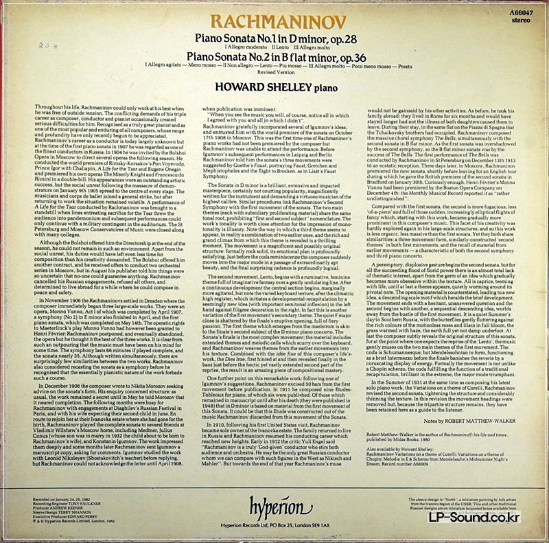 RACHMANINOV: PIANO SONATAS NOS. 1 & 2 - HOWARD SHELLEY HYPERION