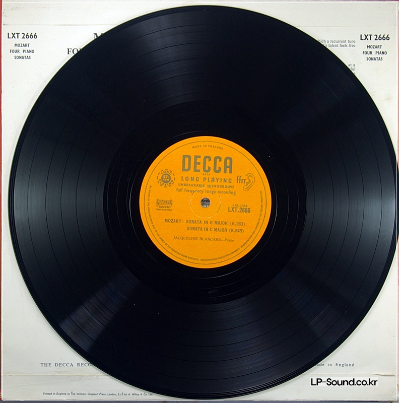 MOZART: PIANO SONATAS - JACQUELINE BLANCARD **DECCA LXT 2666