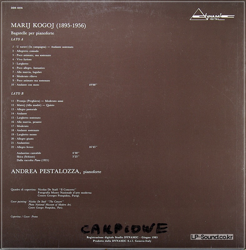 MARIJ KOGOJ / ANDREA PESTALOZZA / BAGATELLE (MALENKOST)  	DYNAMIC –DDS 6036