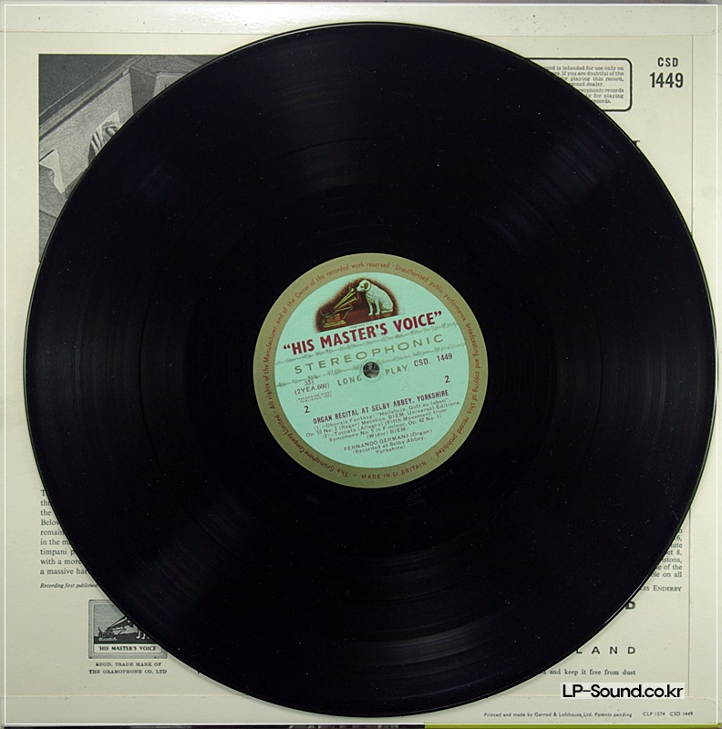 FERNANDO GERMANI ORGAN RECITAL AT SELBY ABBEY 1962 CSD 1449 ED1