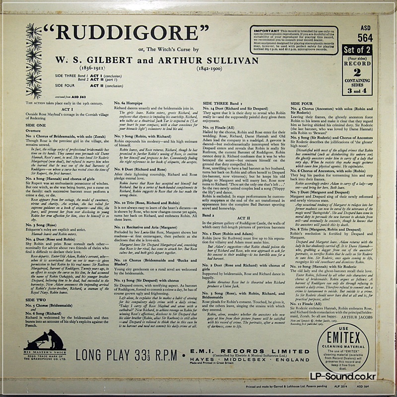 GILBERT AND SULLIVAN RUDDIGORE SARGENT 2 LP SET ASD 563, 564