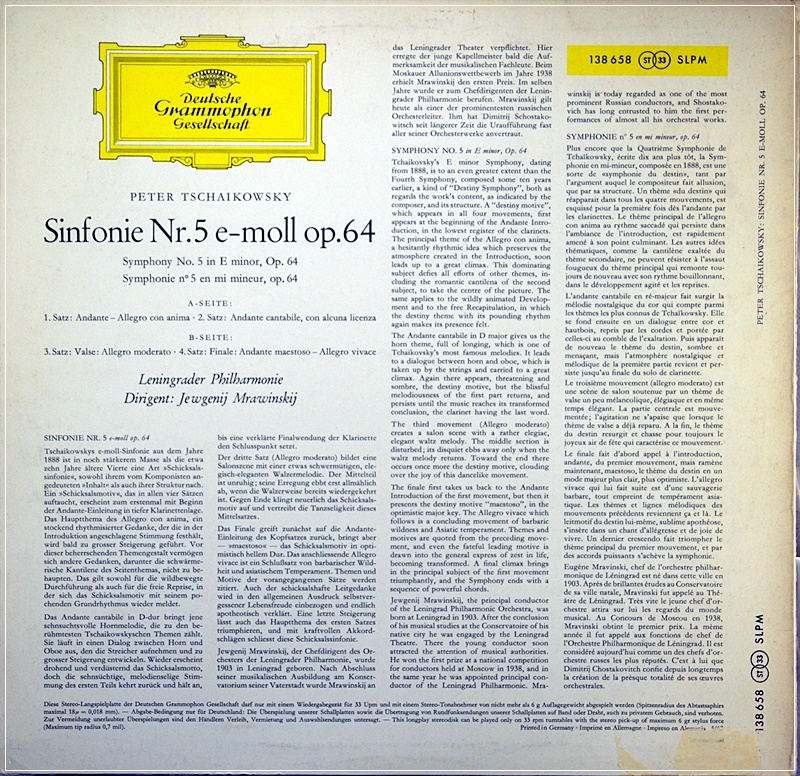 TSCHAIKOVSKY SYMPHONY NO.5 / JEWGENIJ MRAVINSKY 138 658