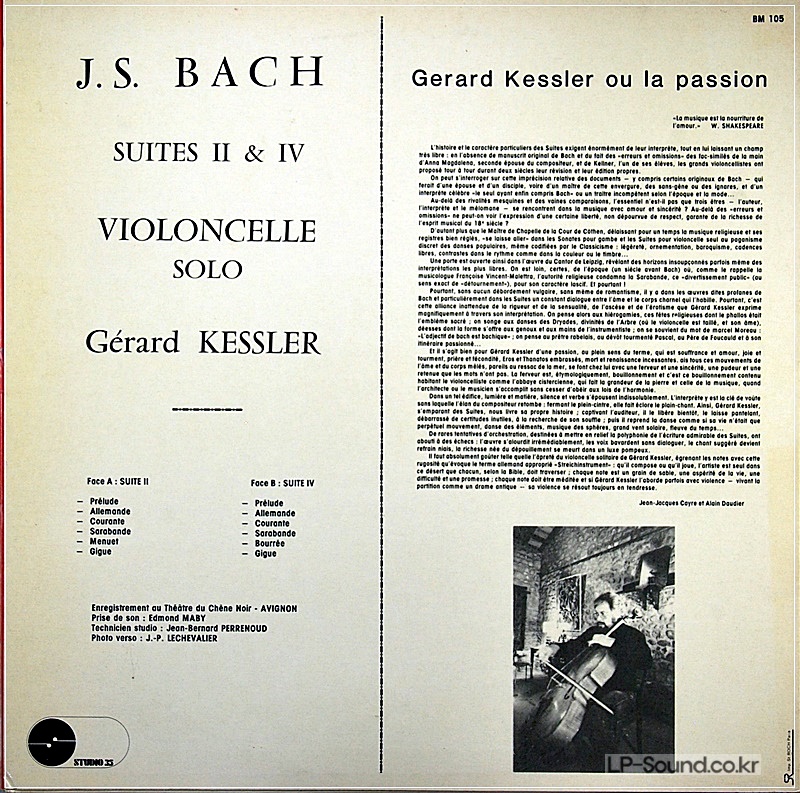 GERARD KESSLER LP BACH CELLO SUITE 2 & 4 RARE FRENCH