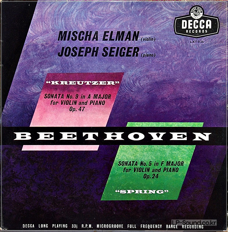 MISCHA ELMAN BEETHOVEN VIOLIN SONATA KREUTZER DECCA LXT 5126